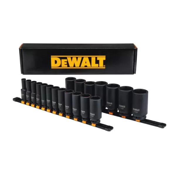 DEWALT 1/2 in. Drive SAE Deep Impact Socket Set (19-Piece)