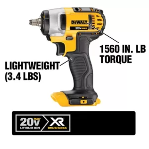 DEWALT 20-Volt MAX Cordless 3/8 in. Impact Wrench Kit with Hog Ring, (1) 20-Volt 5.0Ah Battery & Charger