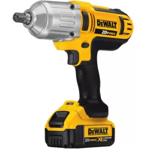 DEWALT 20-Volt MAX Cordless 1/2 in. High Torque Impact Wrench with Detent Pin, (2) 20-Volt 4.0Ah & (1) 20-Volt 5.0Ah Batteries