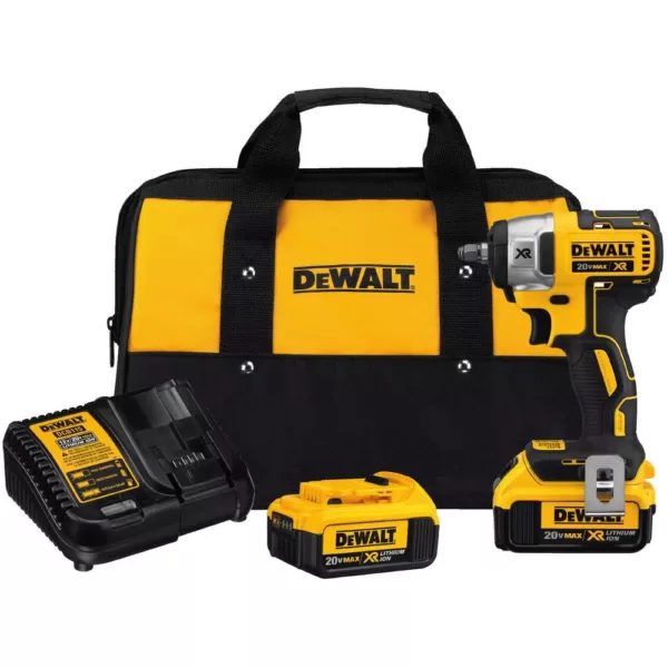 DEWALT 20-Volt MAX XR Cordless Brushless 3/8 in. Compact Impact Wrench, (2) 20-Volt 4.0Ah Batteries & Reciprocating Saw