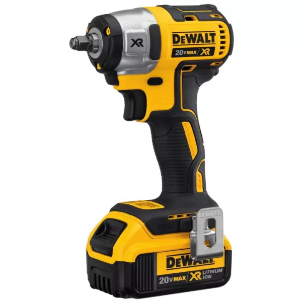 DEWALT 20-Volt MAX XR Cordless Brushless 3/8 in. Compact Impact Wrench, (2) 20-Volt 4.0Ah Batteries & 3/8 in. Impact Socket Set