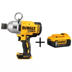 DEWALT 20-Volt MAX XR Cordless Brushless 7/16 in. High Torque Impact Wrench Quick Release Chuck & (1) 20-Volt 5.0Ah Battery