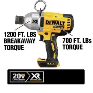 DEWALT 20-Volt MAX XR Cordless Brushless 7/16 in. High Torque Impact Wrench Quick Release Chuck & (2) 20-Volt 5.0Ah Batteries