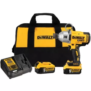 DEWALT 20-Volt MAX XR Cordless Brushless 7/16 in. High Torque Impact Wrench Quick Release Chuck & (2) 20-Volt 5.0Ah Batteries