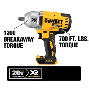 DEWALT 20-Volt MAX XR Cordless Brushless 1/2 in. High Torque Impact Wrench with Detent Pin Anvil, (2) 20-Volt 5.0Ah Batteries