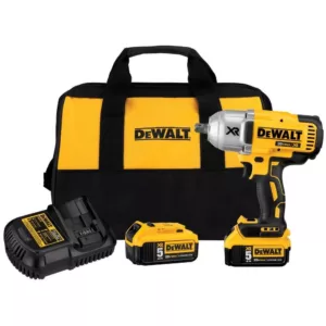 DEWALT 20-Volt MAX XR Cordless Brushless 1/2 in. High Torque Impact Wrench with Detent Pin Anvil, (2) 20-Volt 5.0Ah Batteries