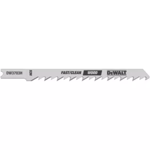 DEWALT 4 in. 6 TPI Fast Clean Wood Cutting Jig Saw Blade HCS U-Shank (5-Pack)