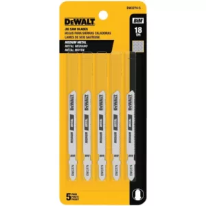 DEWALT 3 in. 18 TPI Medium Metal Cutting Jig Saw Blade Bi-Metal T-Shank (5-Pack)