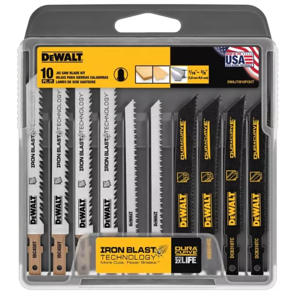 DEWALT General Purpose T-Shank Jig Saw Blade Set with Case (10-Pack)