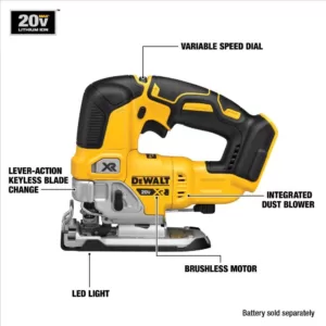 DEWALT 20-Volt MAX XR Cordless Brushless Jigsaw with Brushless Router, (1) 20-Volt 5.0Ah Battery & Charger