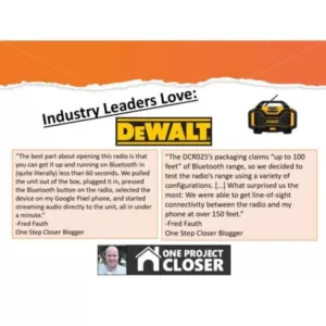 DEWALT 20-Volt MAX Bluetooth Radio with built-in Charger