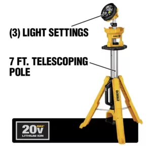 DEWALT 20-Volt MAX 3000-Lumen Tripod Light with (1) 20-Volt Battery 5.0Ah & Charger