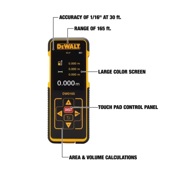 DEWALT 165 ft. Color Screen Laser Distance Measurer