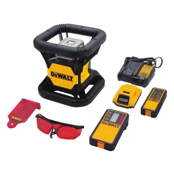 DEWALT 20-Volt MAX Lithium-Ion Red Rotary Tough Red Laser Level, 20-Volt Battery 2Ah, Charger, TSTAK Storage Case & Bonus Stand