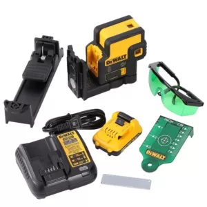 DEWALT 12-Volt MAX Lithium-Ion 100 ft. Green Self-Leveling 5-Spot Beam Laser with Battery 2Ah, Charger, & TSTAK Case