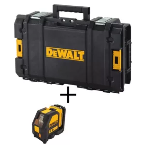 DEWALT 12-Volt MAX Lithium-Ion Cross Line Green Laser Level w/ 12-Volt Battery 2Ah, Charger, Case & Bonux TOUGHSYSTEM Tool Box