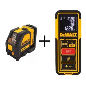 DEWALT 12-Volt MAX Lithium-Ion Cross-Line Green Laser Level with 100 ft. Laser Distance Measurer