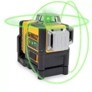 DEWALT 12-Volt MAX Lithium-Ion 100 ft. Green Self-Leveling 3-Beam 360 Degree Laser Level with 2.0Ah Battery, Charger & Case