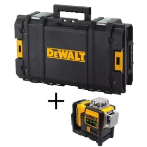 DEWALT 12-Volt MAX Lithium-Ion Cordless 3-Beam 360-Degree Green Laser Level with Bonus TOUGHSYSTEM 22 in. Small Tool Box