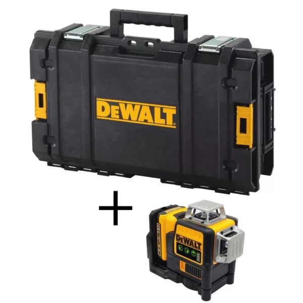 DEWALT 12-Volt MAX Lithium-Ion Cordless 3-Beam 360-Degree Green Laser Level with Bonus TOUGHSYSTEM 22 in. Small Tool Box