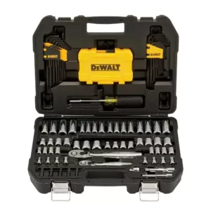 DEWALT 1/4 in. x 3/8 in. Drive Polished Chrome Mechanics Tool Set (108-Piece) with 9 ft. x 1/2 in. Tape Measure