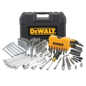 DEWALT 1/4 in. x 3/8 in. Drive Polished Chrome Mechanics Tool Set (142-Piece) with Bonus TOUGHSYSTEM 22 in. 2-Drawer Tool Box