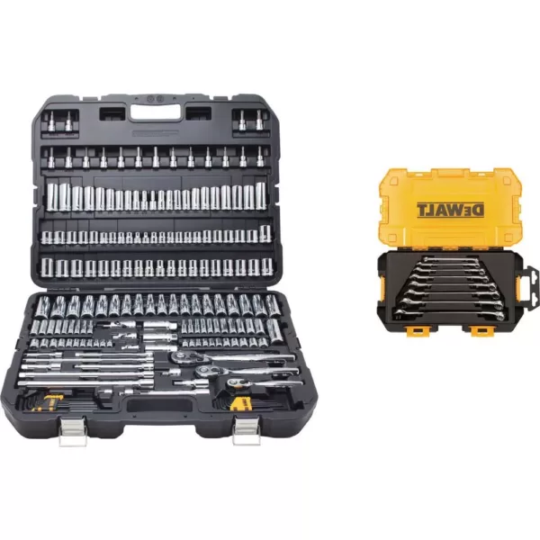 DEWALT Chrome Vanadium Mechanics Tool Set (192-Piece) with SAE Combination Wrench Set (8-Piece)