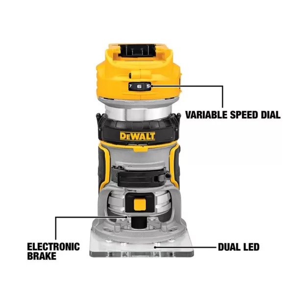 DEWALT 20-Volt MAX Lithium-Ion Cordless 7-1/4 in. Miter Saw with 20-Volt MAX Lithium-Ion Cordless Brushless Router (Tool-Only)