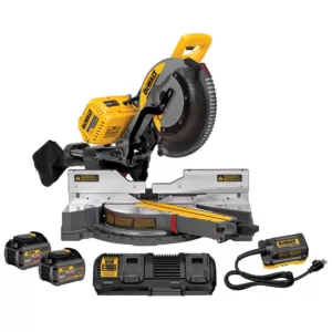 DEWALT FLEXVOLT 120-Volt MAX Cordless Brushless 12 in. Miter Saw with AC Adapter, (2) FLEXVOLT 6.0Ah Batteries & Stand