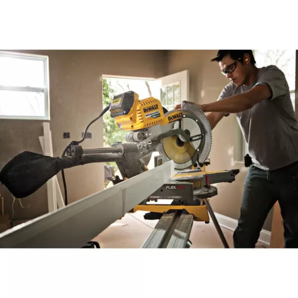 DEWALT FLEXVOLT 120-Volt MAX Cordless Brushless 12 in. Miter Saw with AC Adapter, (2) FLEXVOLT 6.0Ah Batteries & Stand