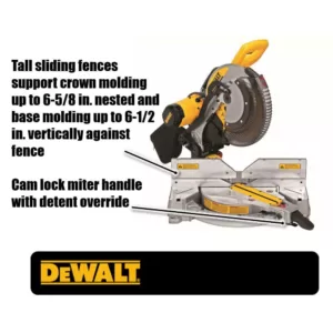 DEWALT 15 Amp Corded 12 in. Double Bevel Compound Miter Saw with Bonus Heavy-Duty Work Stand