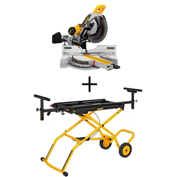 DEWALT 15 Amp Corded 12 in. Sliding Miter Saw with Rolling Miter Saw Stand