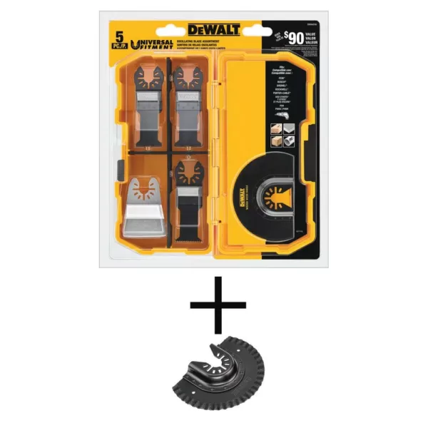 DEWALT Oscillating Blade Set (5-Piece) with Bonus Oscillating Fast Cut Carbide Grout Removal Blade