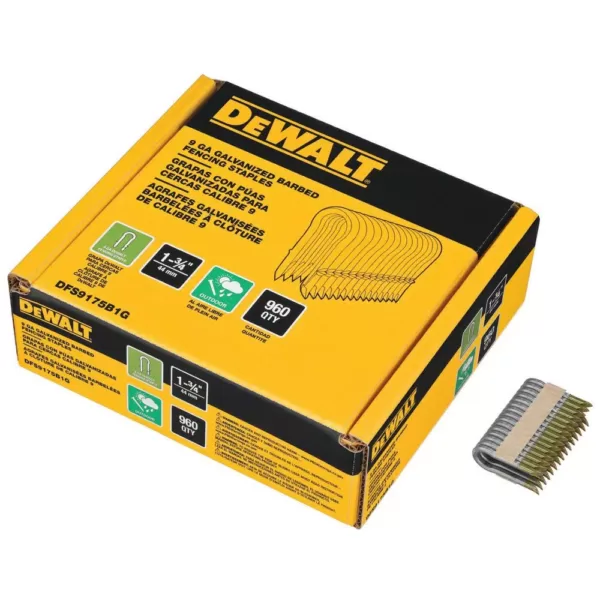 DEWALT 1.75 in. x 9-Gauge Galvanized Barbed Paper Tape Fencing Staples (960 per Box)