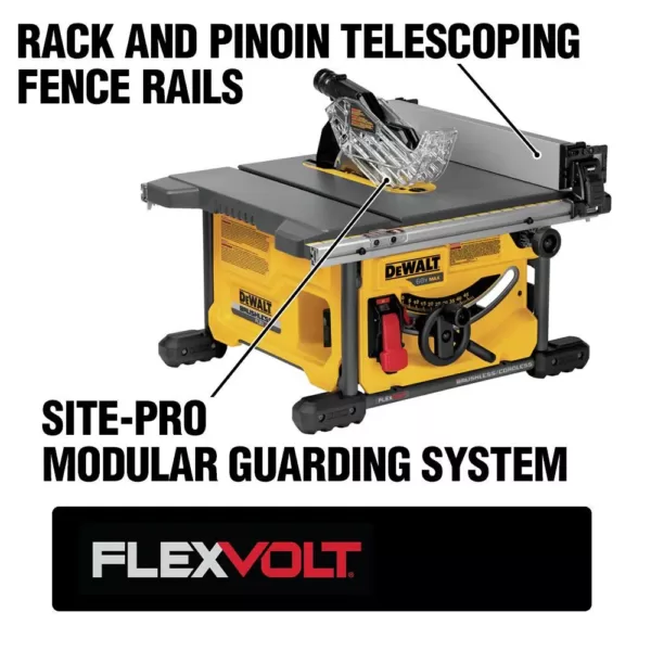 DEWALT FLEXVOLT 60-Volt MAX  Cordless Brushless 8-1/4 in. Table Saw Kit with (3) FLEXVOLT 6.0Ah Batteries