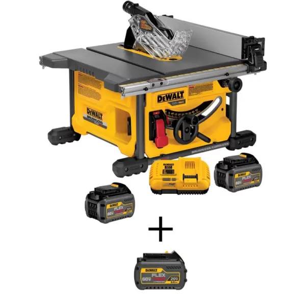 DEWALT FLEXVOLT 60-Volt MAX  Cordless Brushless 8-1/4 in. Table Saw Kit with (3) FLEXVOLT 6.0Ah Batteries