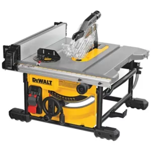 DEWALT 15 Amp Corded 8-1/4 in. Compact Jobsite Tablesaw with Bonus Heavy-Duty Rolling Table Saw Stand