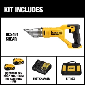 DEWALT 20-Volt MAX Cordless 18-Gauge Swivel Head Shears with (2) 20-Volt Batteries 4.0Ah & Charger