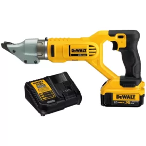 DEWALT 20-Volt MAX Cordless 14-Gauge Swivel Head Double Cut Shears with (2) 20-Volt Batteries 4.0Ah & Impact Driver