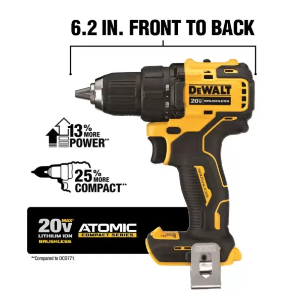 DEWALT ATOMIC 20-Volt MAX Cordless Brushless Compact 1/2 in. Drill/Driver with (1) 20-Volt 5.0Ah Battery