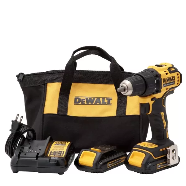 DEWALT ATOMIC 20-Volt MAX Cordless Brushless Compact 1/2 in. Drill/Driver with 20-Volt Lithium-Ion Compact (2) 2.0Ah Battery