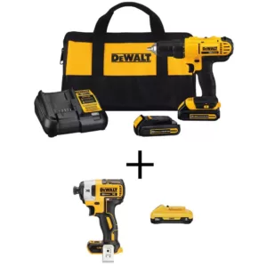 DEWALT 20-Volt MAX Cordless 1/2 in. Drill/Driver, (2) 20-Volt 1.3Ah Batteries, Charger & 1/4 in. Impact Driver