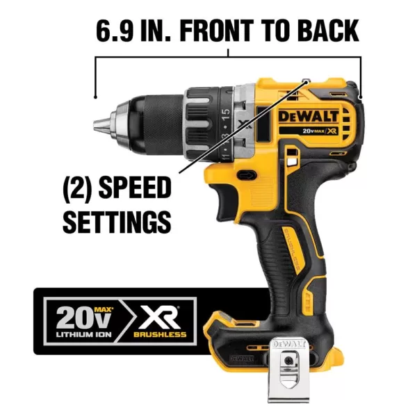 DEWALT 20-Volt MAX XR Cordless Brushless 1/2 in. Drill/Driver with (1) 20-Volt 5.0Ah Battery, Charger & Bag