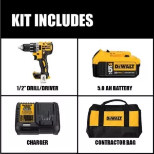 DEWALT 20-Volt MAX XR Cordless Brushless 1/2 in. Drill/Driver with (1) 20-Volt 5.0Ah Battery, Charger & 6-1/2 in. Circular Saw