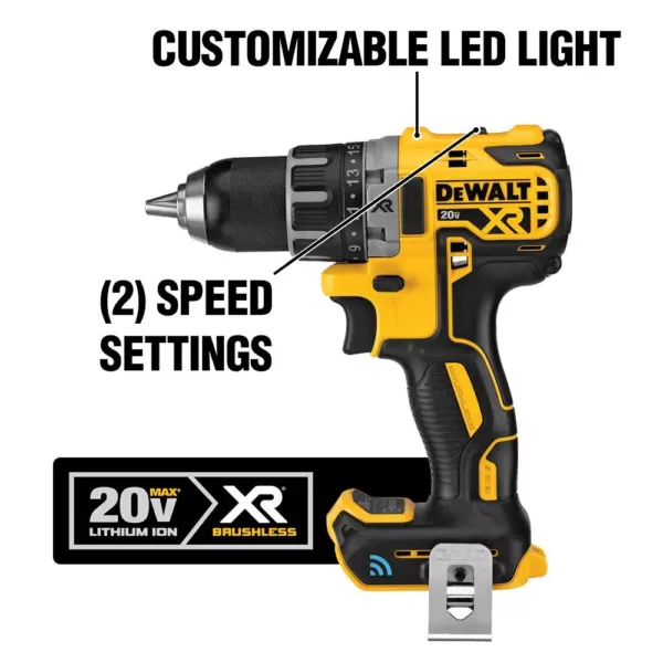 DEWALT 20-Volt MAX XR with Tool Connect Cordless Brushless 1/2 in. Compact Drill/Driver with (2) 20-Volt 2.0Ah Batteries