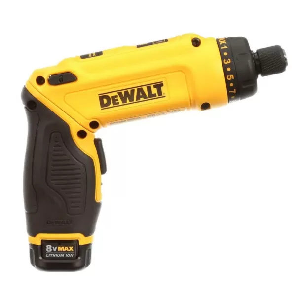 DEWALT 8-Volt MAX Cordless Gyroscopic Screwdriver with Adjustable Handle, (2) 1.0Ah Batteries, Charger & Bag