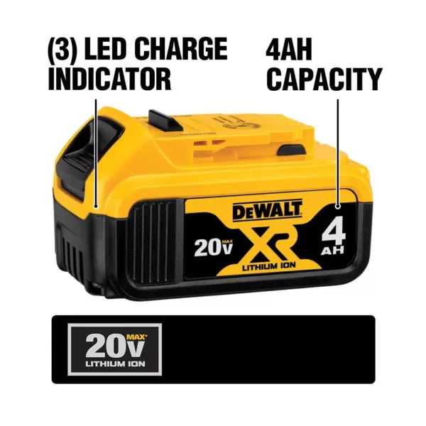 DEWALT 20-Volt MAX Compact Lithium-Ion 2.0 Ah Battery Pack and 20-Volt MAX XR Lithium-Ion Battery Pack 4.0 Ah