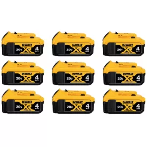 DEWALT 20-Volt MAX XR Premium Lithium-Ion 4.0Ah Battery Pack (9-Pack)