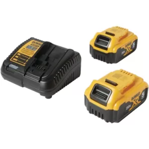 DEWALT 20-Volt MAX XR Premium Lithium-Ion 5.0Ah Battery Pack (2-Pack), Charger & Kit Bag