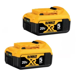 DEWALT 20-Volt MAX XR Premium Lithium-Ion 5.0Ah Battery Pack (2-Pack), Compact 3.0Ah Battery Pack (2-Pack), Charger & Kit Bag